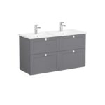 VitrA Root Classic Lavabo Dolabı, 120 cm, Dört Çekmeceli, Köşeli Lavabo, Mat Gri - 68941 - Banyo Alt Modülleri - 2