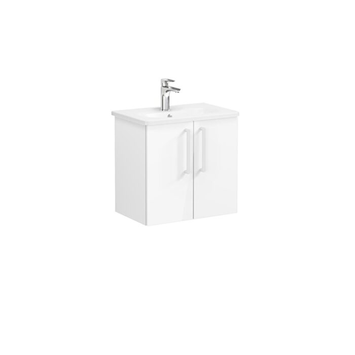 VitrA Root Flat Lavabo Dolabı, 60 cm, İki Kapaklı, Dar, Yuvarlak Lavabo, Parlak Beyaz - Görsel 2