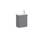 VitrA Root Classic Lavabo Dolabı, 45 cm, Bir Kapaklı, Dar, Köşeli Lavabo, Mat Gri, Sol - 68605 - Banyo Alt Modülleri