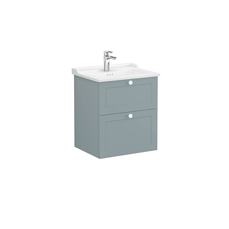 VitrA Root Classic Lavabo Dolabı, 60 cm, İki Çekmeceli, Klasik Lavabo, Mat Fiyord Yeşili - 68851 - Banyo Alt Modülleri