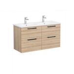 VitrA Root Flat Lavabo Dolabı, 120 cm, Dört Çekmeceli, Yuvarlak Lavabo, Doğal Meşe - 66279 - Banyo Alt Modülleri