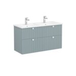 VitrA Root Groove Lavabo Dolabı, 120 cm, Dört Çekmeceli, Köşeli Lavabo, Mat Fiyord Yeşili - 69516 - Banyo Alt Modülleri