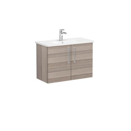 VitrA Root Flat Lavabo Dolabı, 80 cm, İki Kapaklı, Dar, Yuvarlak Lavabo, Cordoba - 68089 - Banyo Alt Modülleri