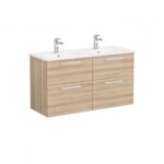 VitrA Root Flat Lavabo Dolabı, 120 cm, Dört Çekmeceli, Yuvarlak Lavabo, Doğal Meşe - 66279 - Banyo Alt Modülleri - 2