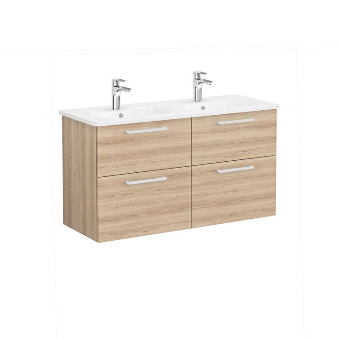 VitrA Root Flat Lavabo Dolabı, 120 cm, Dört Çekmeceli, Yuvarlak Lavabo, Doğal Meşe - 66279 - Banyo Alt Modülleri - 2