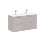 VitrA Root Flat Lavabo Dolabı, 120 cm, Dört Çekmeceli, Köşeli Lavabo, Parlak Sahra Beji - Görsel 2