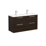 VitrA Root Flat Lavabo Dolabı, 120 cm, Dört Çekmeceli, Yuvarlak Lavabo, Ceviz - 66277 - Banyo Alt Modülleri