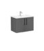 VitrA Root Flat Lavabo Dolabı, 80 cm, İki Kapaklı, Köşeli Lavabo, Parlak Antrasit - 66388 - Banyo Alt Modülleri