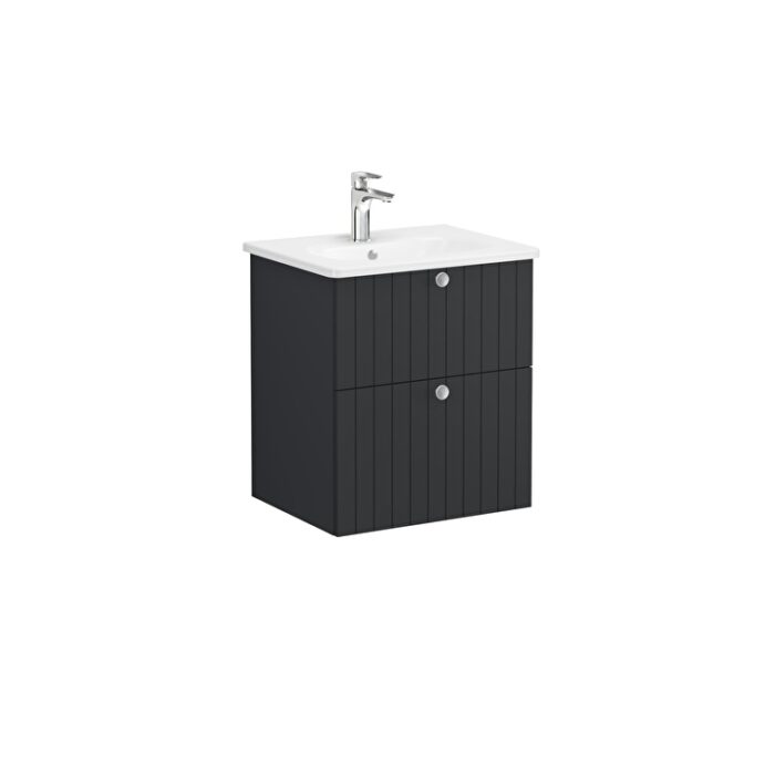 41431cea5a8f89d1d948b5711fab8e6cf933a832-3.jpg VitrA Root Groove Lavabo Dolabı, 60 cm, İki Çekmeceli, Yuvarlak Lavabo, Mat Grafit - 69419 - Banyo Alt Modülleri - 2