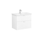 VitrA Root Groove Lavabo Dolabı, 80 cm, İki Çekmeceli, Yuvarlak Lavabo, Mat Beyaz - Görsel 3