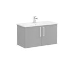 VitrA Root Flat Lavabo Dolabı, 100 cm, İki Kapaklı, Köşeli Lavabo, Mat Kaya Gri - 68166 - Banyo Alt Modülleri - 3
