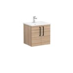 VitrA Root Flat Lavabo Dolabı, 60 cm, İki Kapaklı, Köşeli Lavabo, Doğal Meşe - 66350 - Banyo Alt Modülleri