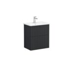 VitrA Root Groove Lavabo Dolabı, 60 cm, İki Çekmeceli, Dar, Yuvarlak Lavabo, Mat Grafit - 69244 - Banyo Alt Modülleri - 1