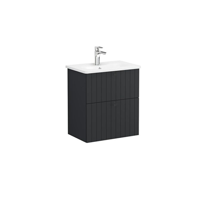 445fd079260a9f9d5a50c2e3c09b1625cca0ecf7-2.jpg VitrA Root Groove Lavabo Dolabı, 60 cm, İki Çekmeceli, Dar, Yuvarlak Lavabo, Mat Grafit - 69244 - Banyo Alt Modülleri - 1