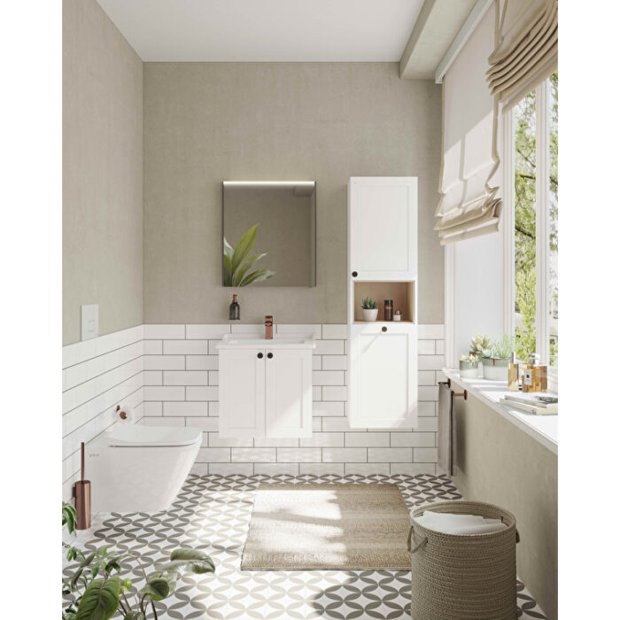 VitrA Root Classic Lavabo Dolabı, 60 cm, İki Kapaklı, Klasik Lavabo, Mat Beyaz - Görsel 5