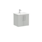 VitrA Root Flat Lavabo Dolabı, 60 cm, İki Kapaklı, Köşeli Lavabo, Parlak İnci Grisi - Görsel 4