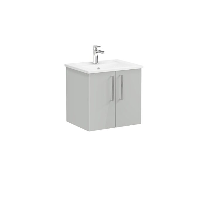 VitrA Root Flat Lavabo Dolabı, 60 cm, İki Kapaklı, Köşeli Lavabo, Parlak İnci Grisi - Görsel 4