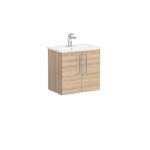 VitrA Root Flat Lavabo Dolabı, 60 cm, İki Kapaklı, Dar, Yuvarlak Lavabo, Doğal Meşe - Görsel 2