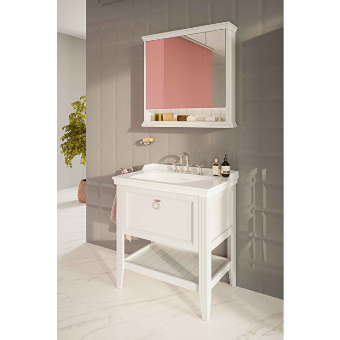 VitrA Valarte Dolaplı Ayna, 80 cm, Üç Kapaklı, Mat Beyaz - Görsel 4