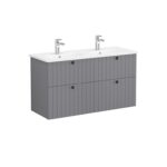 VitrA Root Groove Lavabo Dolabı, 120 cm, Dört Çekmeceli, Yuvarlak Lavabo, Mat Gri