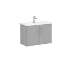 VitrA Root Flat Lavabo Dolabı, 80 cm, İki Kapaklı, Dar, Yuvarlak Lavabo, Mat Kaya Gri - 68086 - Banyo Alt Modülleri - 2