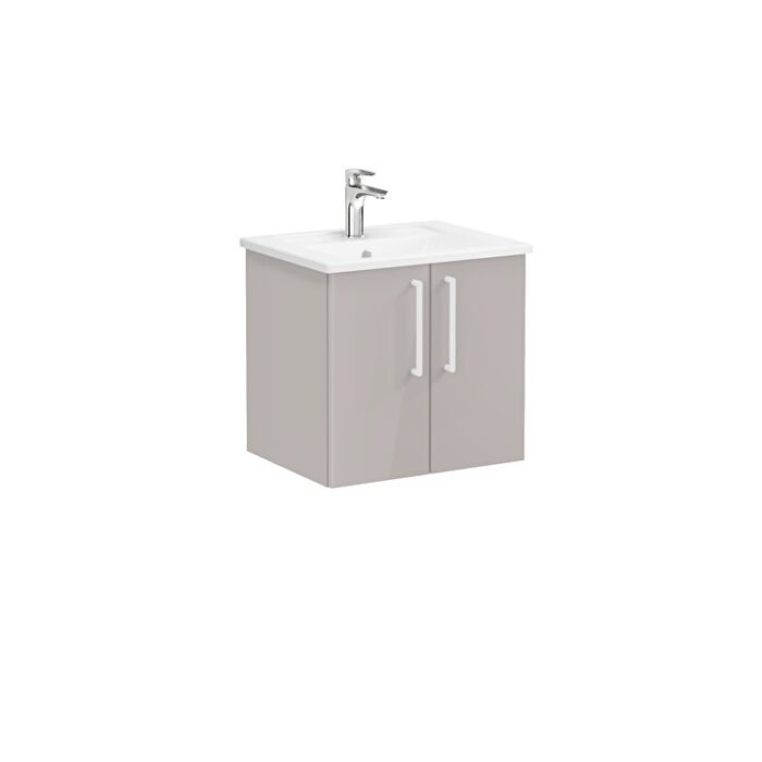 VitrA Root Flat Lavabo Dolabı, 60 cm, İki Kapaklı, Köşeli Lavabo, Parlak Sahra Beji - Görsel 2