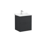 VitrA Root Classic Lavabo Dolabı, 60 cm, İki Çekmeceli, Klasik Lavabo, Mat Grafit - 68852 - Banyo Alt Modülleri