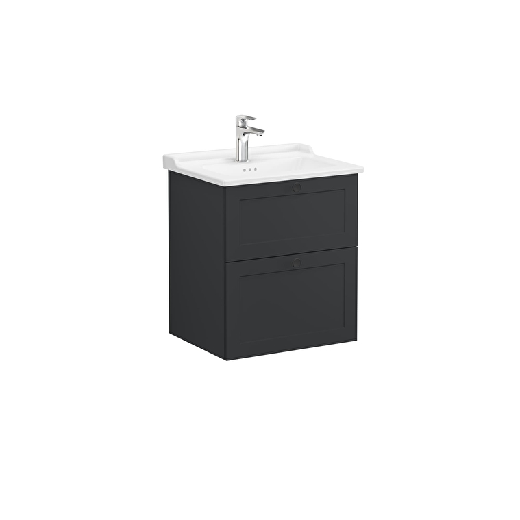 VitrA Root Classic Lavabo Dolabı, 60 cm, İki Çekmeceli, Klasik Lavabo, Mat Grafit - 68852 - Banyo Alt Modülleri