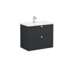 VitrA Root Groove Lavabo Dolabı, 80 cm, İki Çekmeceli, Yuvarlak Lavabo, Mat Grafit - 69440 - Banyo Alt Modülleri - 2