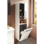 VitrA Root Flat Boy Dolabı, 40 cm, İki Kapaklı, Kısa, Çamaşır Sepetli, Parlak Beyaz, Sağ - Görsel 3