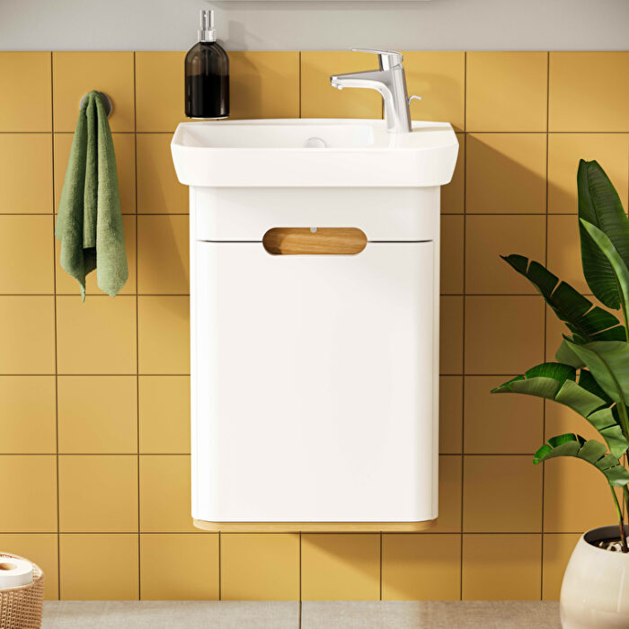 VitrA Sento Lavabo Dolabı, 50 cm, Bir Kapaklı, Dar, Aydınlatmalı, Mat Beyaz, Sağ - Görsel 5