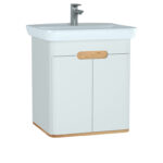 VitrA Sento Lavabo Dolabı, 65 cm, İki Kapaklı, Aydınlatmalı, Mat Beyaz - 60781 - Banyo Alt Modülleri