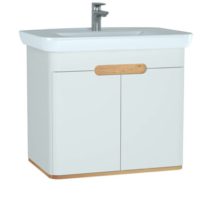 VitrA Sento Lavabo Dolabı, 80 cm, İki Kapaklı, Aydınlatmalı, Mat Beyaz - 60785 - Banyo Alt Modülleri