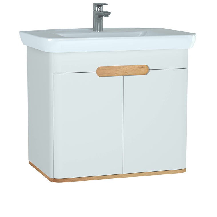 VitrA Sento Lavabo Dolabı, 80 cm, İki Kapaklı, Aydınlatmalı, Mat Beyaz
