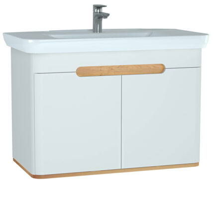 VitrA Sento Lavabo Dolabı, 100 cm, İki Kapaklı, Aydınlatmalı, Mat Beyaz - 60787 - Banyo Alt Modülleri