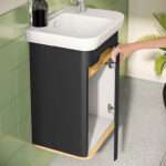 VitrA Sento Lavabo Dolabı, 50 cm, Bir Kapaklı, Dar, Aydınlatmalı, Mat Antrasit, Sağ - Görsel 8
