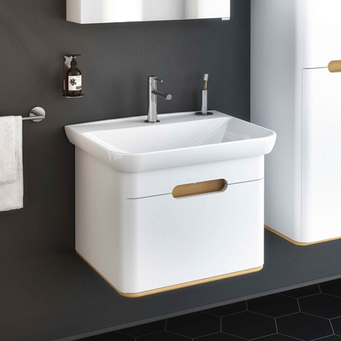 VitrA Sento Lavabo Dolabı, 65 cm, Bir Çekmeceli, Aydınlatmalı, Mat Beyaz - Görsel 5
