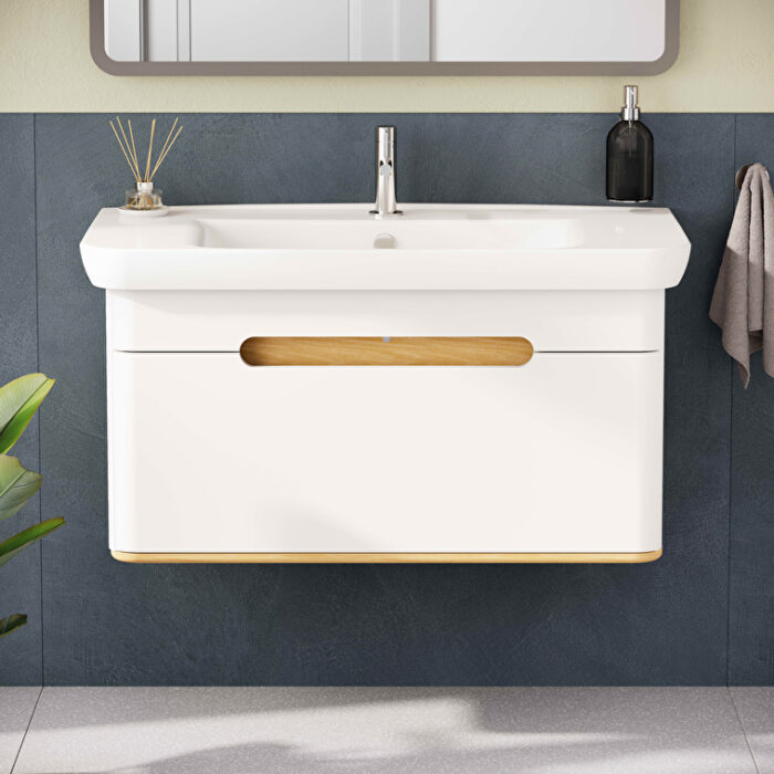 VitrA Sento Lavabo Dolabı, 100 cm, Bir Çekmeceli, Aydınlatmalı, Mat Beyaz - Görsel 6