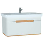 VitrA Sento Lavabo Dolabı, 100 cm, Bir Çekmeceli, Aydınlatmalı, Mat Beyaz