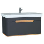 VitrA Sento Lavabo Dolabı, 100 cm, Bir Çekmeceli, Aydınlatmalı, Mat Antrasit