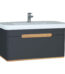 VitrA Sento Lavabo Dolabı, 100 cm, Bir Çekmeceli, Aydınlatmalı, Mat Antrasit - 60820 - Banyo Alt Modülleri