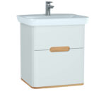 VitrA Sento Lavabo Dolabı, 65 cm, İki Çekmeceli, Aydınlatmalı, Mat Beyaz