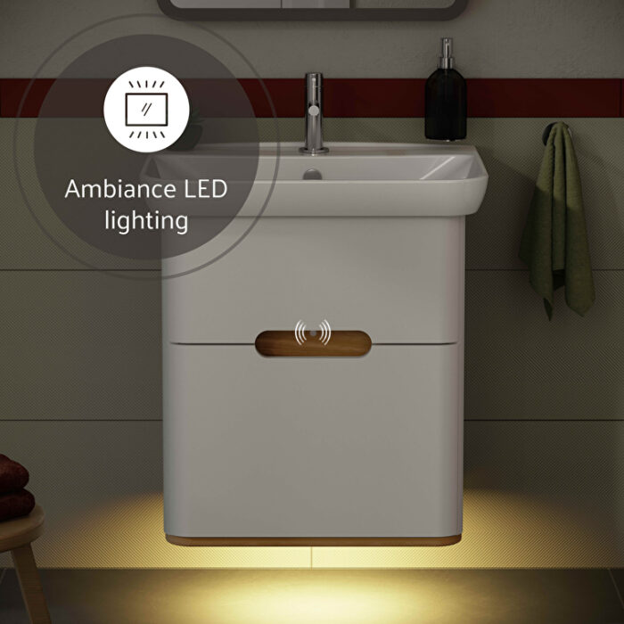 VitrA Sento Lavabo Dolabı, 65 cm, İki Çekmeceli, Aydınlatmalı, Mat Beyaz - Görsel 10