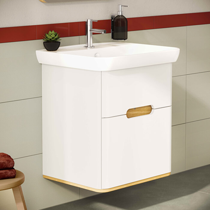 VitrA Sento Lavabo Dolabı, 65 cm, İki Çekmeceli, Aydınlatmalı, Mat Beyaz - Görsel 16