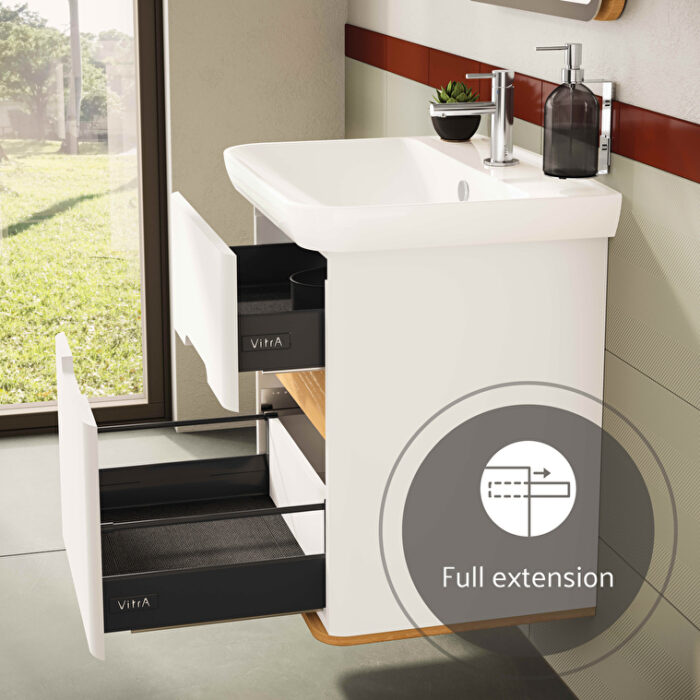 VitrA Sento Lavabo Dolabı, 65 cm, İki Çekmeceli, Aydınlatmalı, Mat Beyaz - Görsel 11