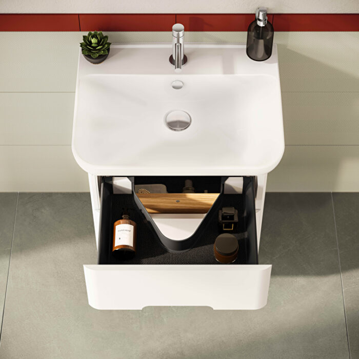 VitrA Sento Lavabo Dolabı, 65 cm, İki Çekmeceli, Aydınlatmalı, Mat Beyaz - Görsel 8