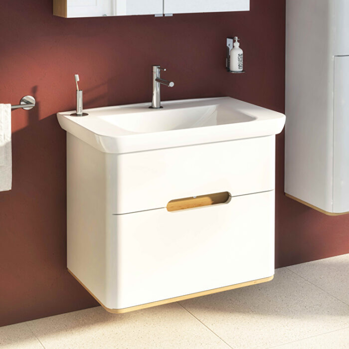 VitrA Sento Lavabo Dolabı, 80 cm, İki Çekmeceli, Aydınlatmalı, Mat Beyaz - Görsel 10
