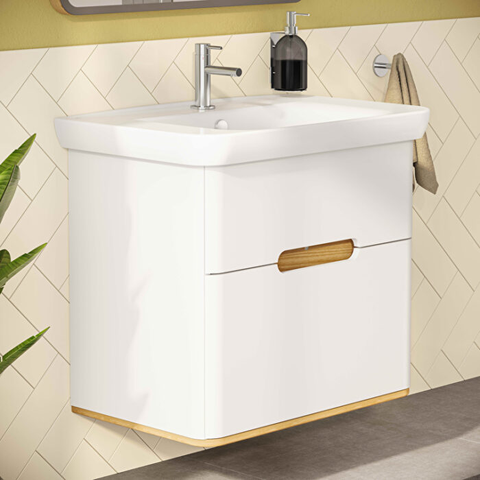 VitrA Sento Lavabo Dolabı, 80 cm, İki Çekmeceli, Aydınlatmalı, Mat Beyaz - Görsel 18
