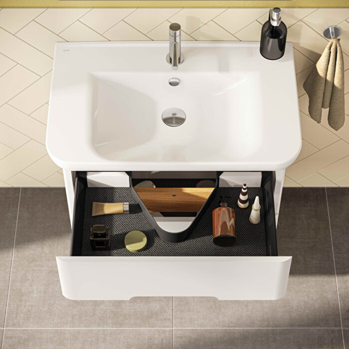 VitrA Sento Lavabo Dolabı, 80 cm, İki Çekmeceli, Aydınlatmalı, Mat Beyaz - Görsel 9