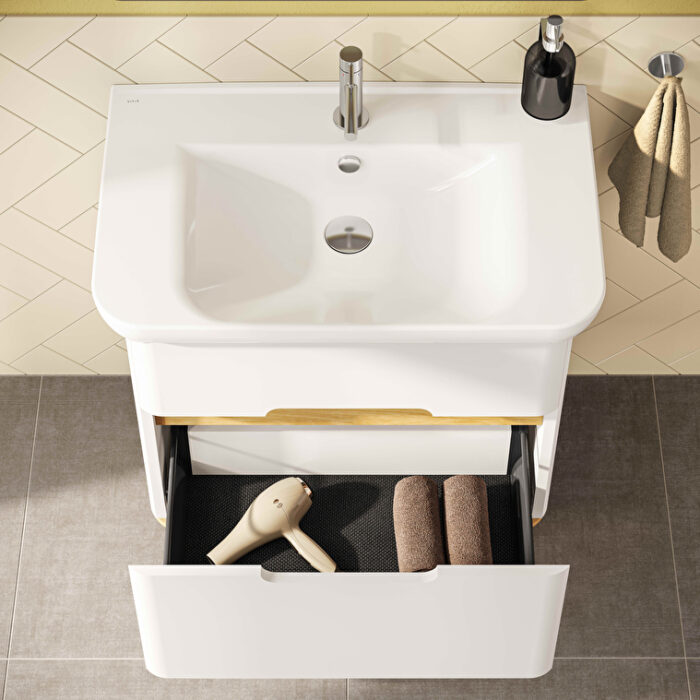 VitrA Sento Lavabo Dolabı, 80 cm, İki Çekmeceli, Aydınlatmalı, Mat Beyaz - Görsel 12